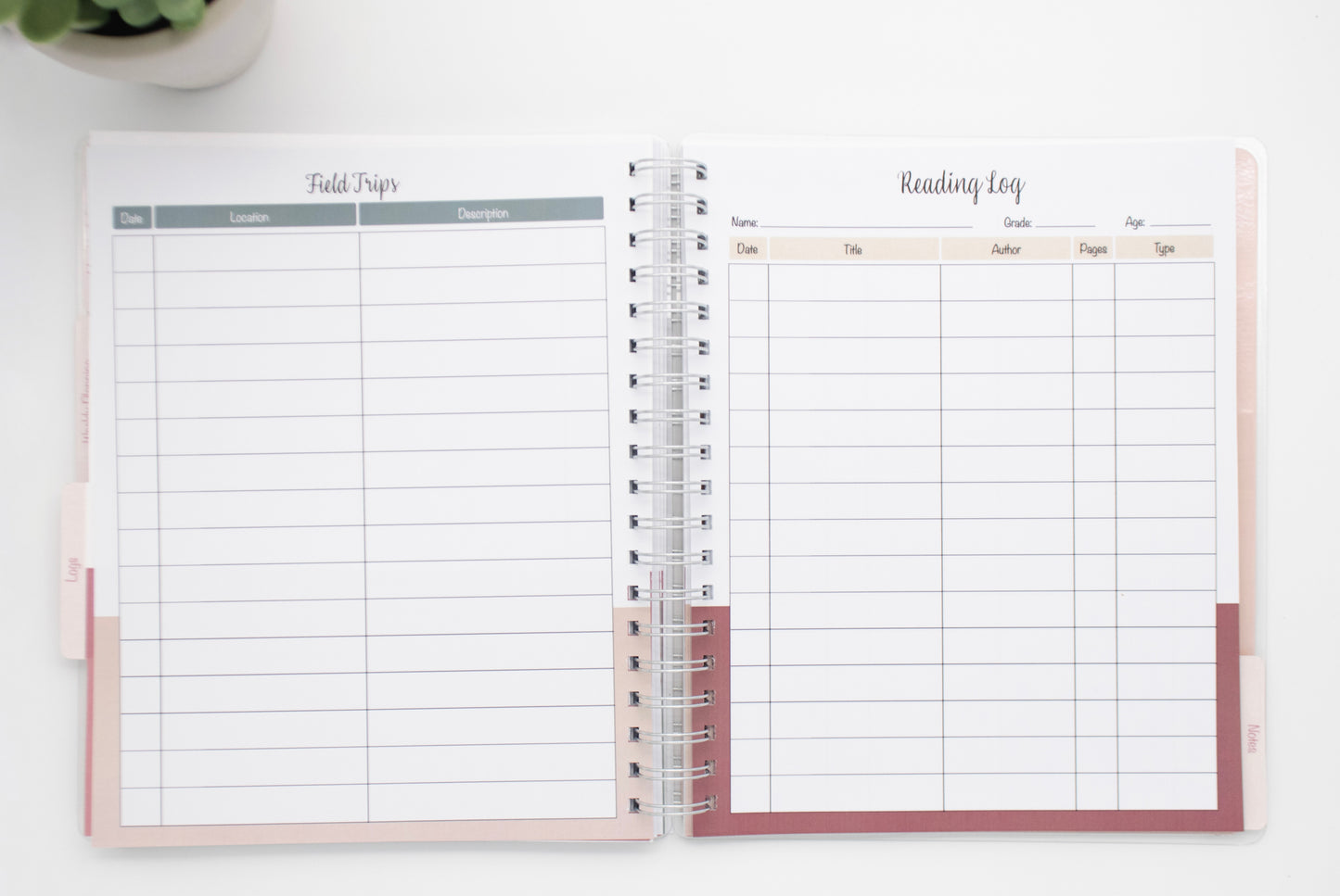 Homeschool Planner, Dark Rose Floral