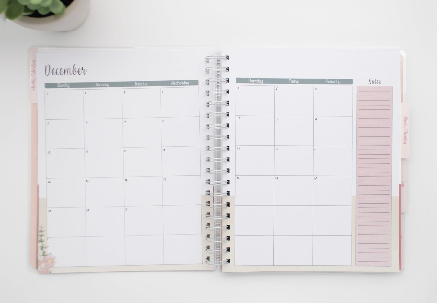 Homeschool Planner, Dark Rose Floral