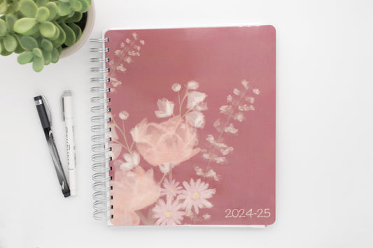 Homeschool Planner, Dark Rose Floral